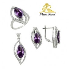 Gümüş zirkon taşlı set